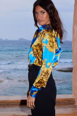 Women Dancing Leopard Nevada Shirt In Blue Baroque