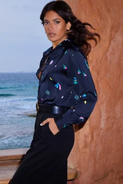 Women Dancing Leopard Nevada Shirt In Mystic Ditzy