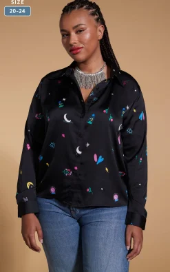 Women Dancing Leopard Nevada Shirt In Mystic Ditzy- Extended Sizing