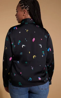 Women Dancing Leopard Nevada Shirt In Mystic Ditzy- Extended Sizing