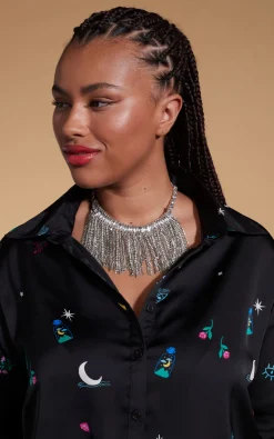 Women Dancing Leopard Nevada Shirt In Mystic Ditzy- Extended Sizing