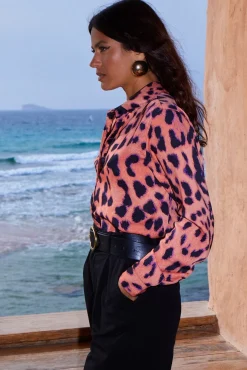 Women Dancing Leopard Nevada Shirt In Plorange Leopard