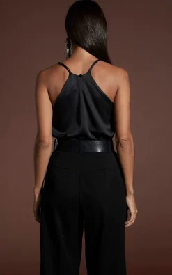 Women Dancing Leopard Nina Halter Cami Top In Black