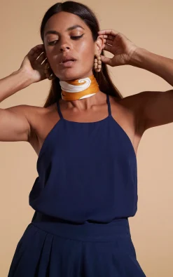 Women Dancing Leopard Nina Halter Cami Top In Navy