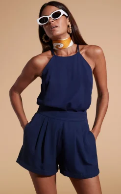 Women Dancing Leopard Nina Halter Cami Top In Navy