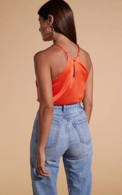 Women Dancing Leopard Nina Halter Cami Top In Orange