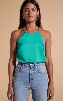 Women Dancing Leopard Nina Halter Cami Top In Teal Green