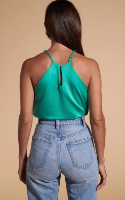 Women Dancing Leopard Nina Halter Cami Top In Teal Green
