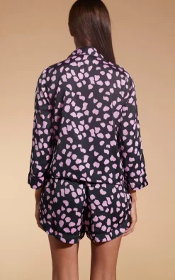 Women Dancing Leopard Oona Shortie Pj Set In Pink On Black Cloud