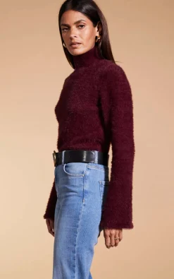 Women Dancing Leopard Poppy Jumper In Winter Berry
