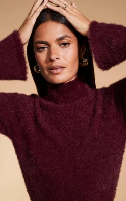 Women Dancing Leopard Poppy Jumper In Winter Berry