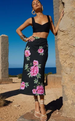 Women Dancing Leopard Renzo Midi Slip Skirt In Pink Peony