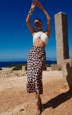 Women Dancing Leopard Renzo Skirt In Beige Cloud