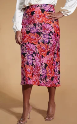 Women Dancing Leopard Renzo Skirt In Red & Lilac Floral - Extended Sizing