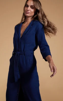 Women Dancing Leopard Rex Dress In Denim Blue