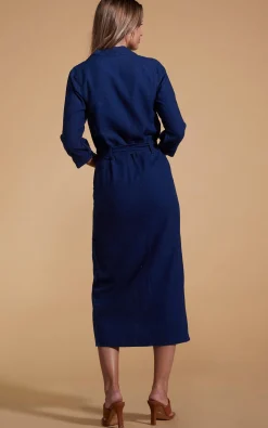Women Dancing Leopard Rex Dress In Denim Blue
