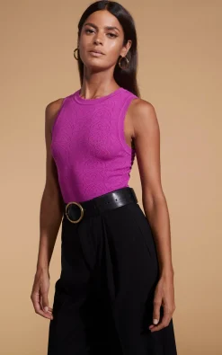 Women Dancing Leopard Riva Pointelle Bodysuit In Purple
