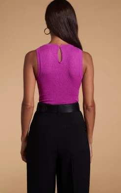 Women Dancing Leopard Riva Pointelle Bodysuit In Purple