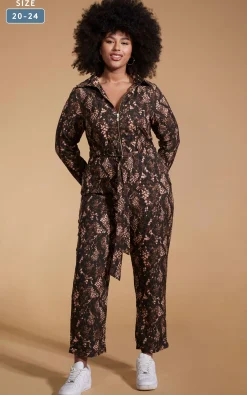 Women Dancing Leopard Roxanna Jumpsuit In Brown Snake - Extended Sizing