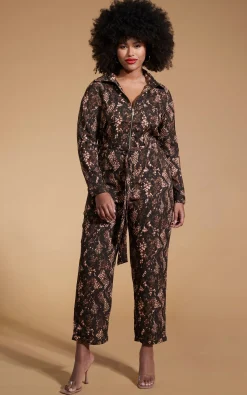Women Dancing Leopard Roxanna Jumpsuit In Brown Snake - Extended Sizing