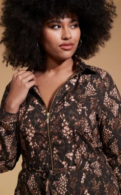 Women Dancing Leopard Roxanna Jumpsuit In Brown Snake - Extended Sizing