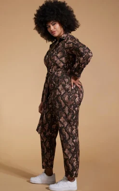Women Dancing Leopard Roxanna Jumpsuit In Brown Snake - Extended Sizing