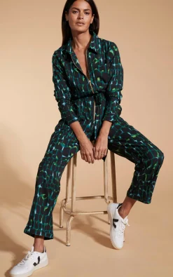 Women Dancing Leopard Roxanna Jumpsuit In Green Alligator