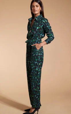 Women Dancing Leopard Roxanna Jumpsuit In Green Alligator