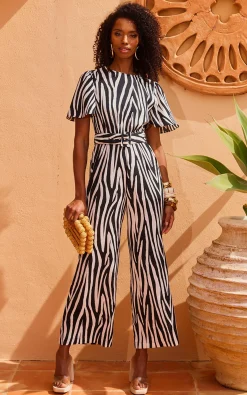 Women Dancing Leopard Saskia Jumpsuit In Monochrome Zebra (Reversible)