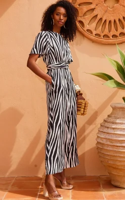 Women Dancing Leopard Saskia Jumpsuit In Monochrome Zebra (Reversible)