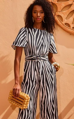 Women Dancing Leopard Saskia Jumpsuit In Monochrome Zebra (Reversible)