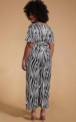 Women Dancing Leopard Saskia Jumpsuit In Monochrome Zebra - Extended Sizing (Reversible)
