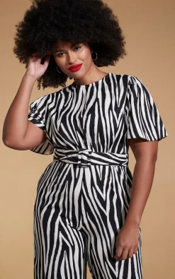 Women Dancing Leopard Saskia Jumpsuit In Monochrome Zebra - Extended Sizing (Reversible)