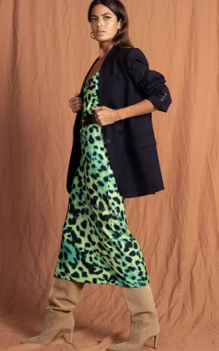 Women Dancing Leopard Sienna Midaxi Dress In Lime Leopard