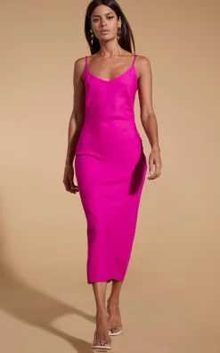 Women Dancing Leopard Sienna Midaxi Slip Dress In Magenta