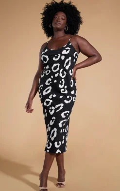 Women Dancing Leopard Sienna Midaxi Slip Dress In Oversized Mono Leopard