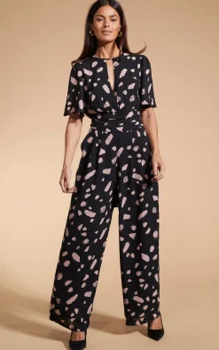 Women Dancing Leopard Silva Jumpsuit In Abstract Dot Sand On Black