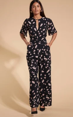 Women Dancing Leopard Silva Jumpsuit In Abstract Dot Sand On Black