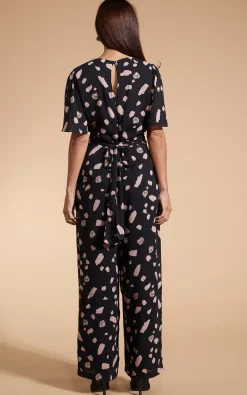 Women Dancing Leopard Silva Jumpsuit In Abstract Dot Sand On Black