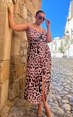 Women Dancing Leopard Sookie Slip Dress In Blush Leopard - Extended Sizing