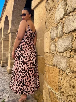 Women Dancing Leopard Sookie Slip Dress In Blush Leopard - Extended Sizing