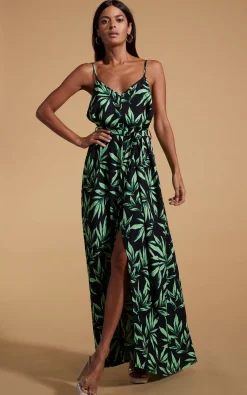 Women Dancing Leopard Sookie Slip Dress In Tropic Green On Black