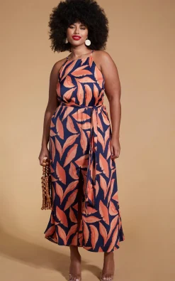 Women Dancing Leopard Sunset Dress In Abstract Leaf - Extended Sizing