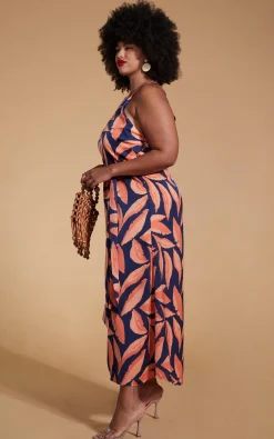 Women Dancing Leopard Sunset Dress In Abstract Leaf - Extended Sizing
