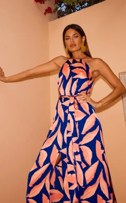 Women Dancing Leopard Sunset Dress In Abstract Leaf