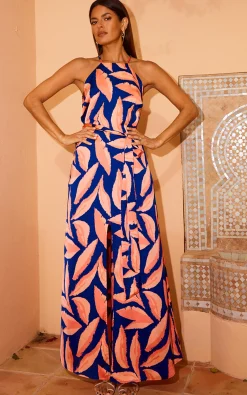 Women Dancing Leopard Sunset Dress In Abstract Leaf