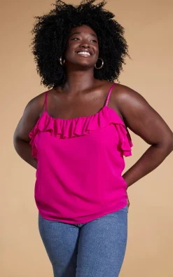 Women Dancing Leopard Susie Frill Cami Top In Magenta