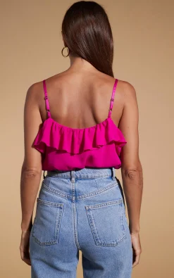 Women Dancing Leopard Susie Frill Cami Top In Magenta
