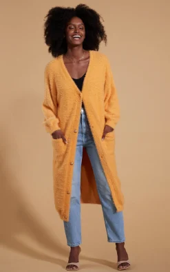 Women Dancing Leopard Taylor Longline Cardigan In Apricot