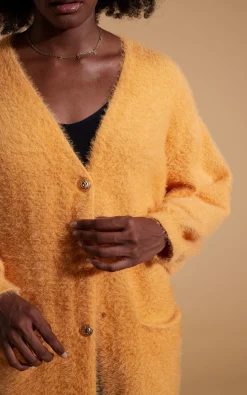 Women Dancing Leopard Taylor Longline Cardigan In Apricot